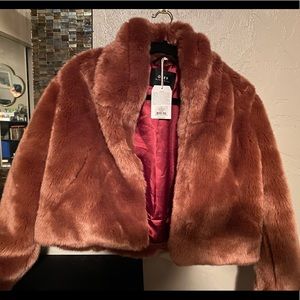 Obey Rusty Rose Faux Fur Cropped Coat